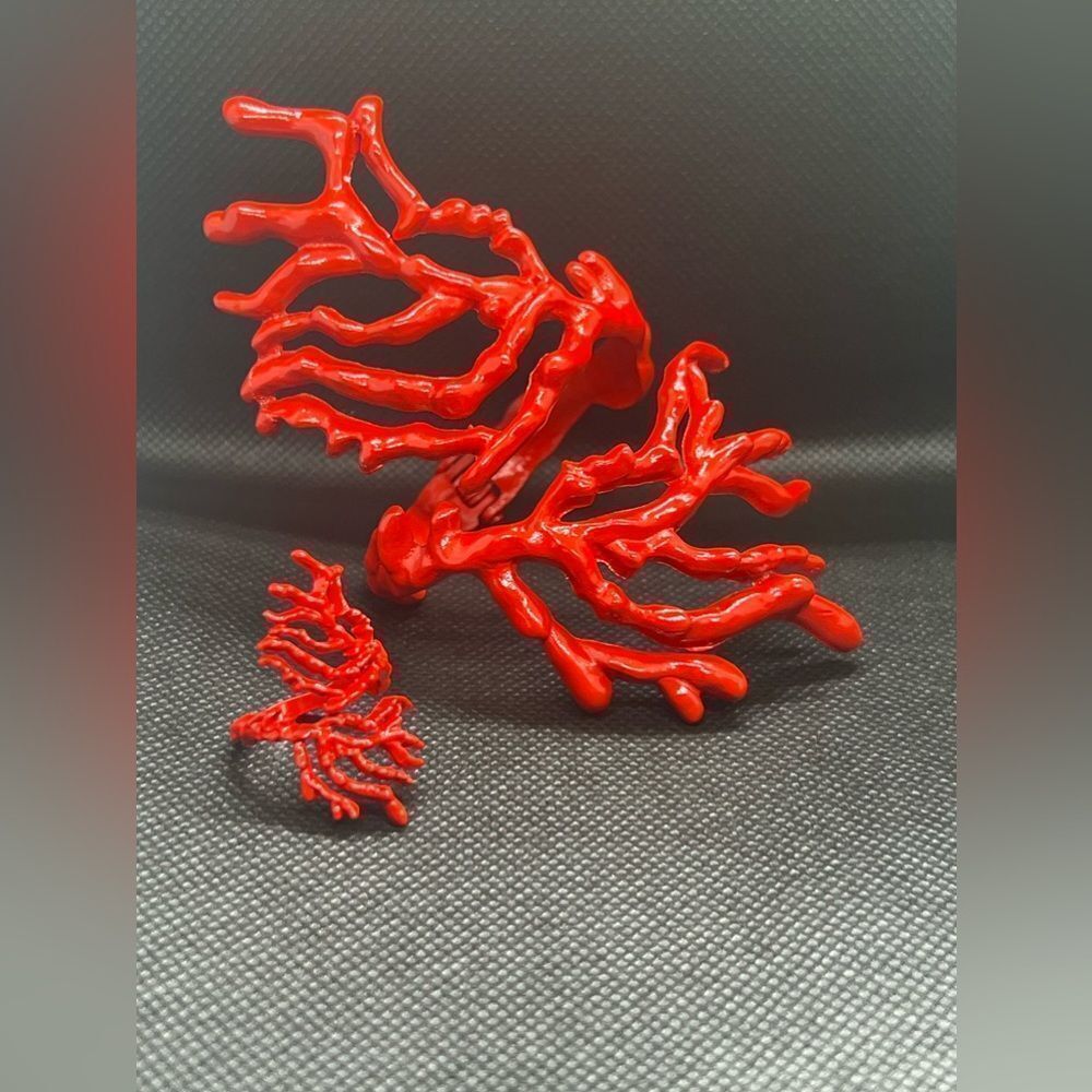 Zara Miro’s Coral Abstraction Bracelet and Ring Set-Bold And Unique - Picture 2 of 13